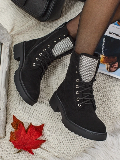 Eko semišové šnurovacie dámske členkové čižmy Ferlyne