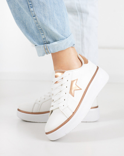 White and pink Taqeva women's sports shoes - Footwear