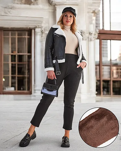 Royalfashion Warmed sieviešu tegingu bikses PLUS SIZE