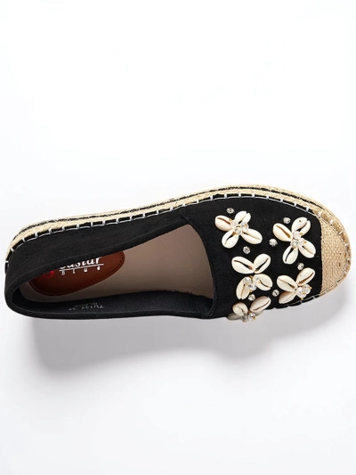 Black women's platform espadrilles with embellishments Izira - Footwear