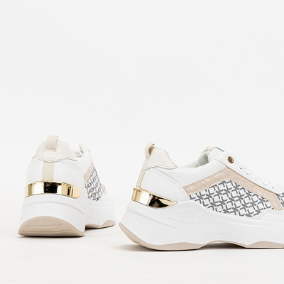 Beige and white women's sports shoes Weniso sneakers - Footwear