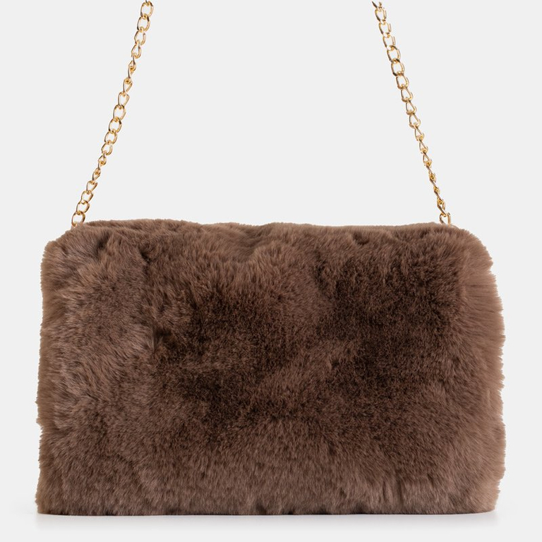 Brown fur shoulder bag - Accessories