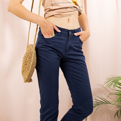 Navy blue women's straight pants - Clothing