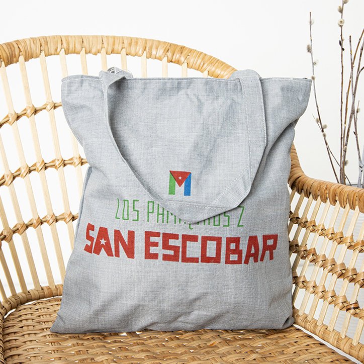 Light gray women's shoulder bag with inscriptions - Accessories