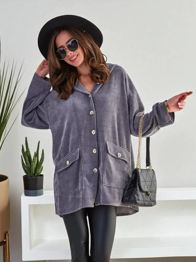 Royalfashion sieviešu kardigans ar zelta pogām LIELĀ IZMĒRA