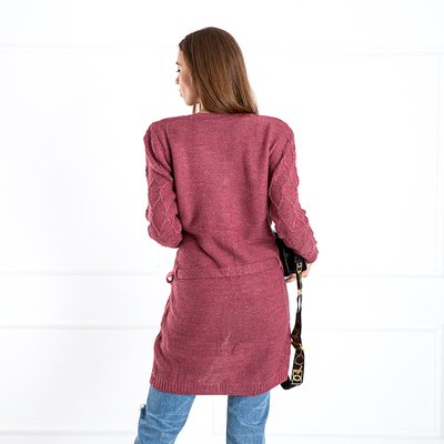 Fuchsia Women's Tied Cardigan with Pockets - Clothing