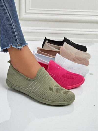 Damsik slip-ön mokasins Hypatia Verde de fabric su flatik tel