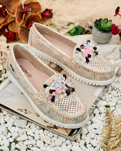 Royalfashion Sieviešu ažūra mokasīni ar pērlītēm Nasfali