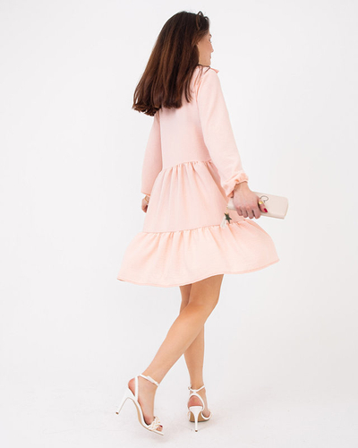 Women's powder flared dress with a frill - Clothing