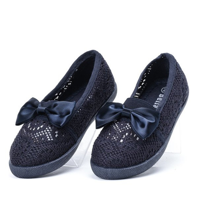 OUTLET Girls' navy blue sneakers with a satin bow Sugar Boomb - Footwear