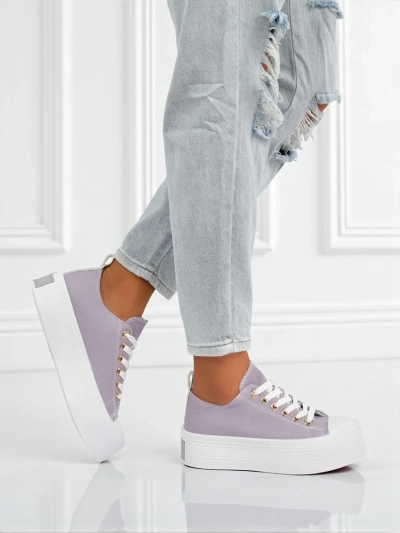 Purple Callista women's platform sneakers – summer/autumn, flat heel
