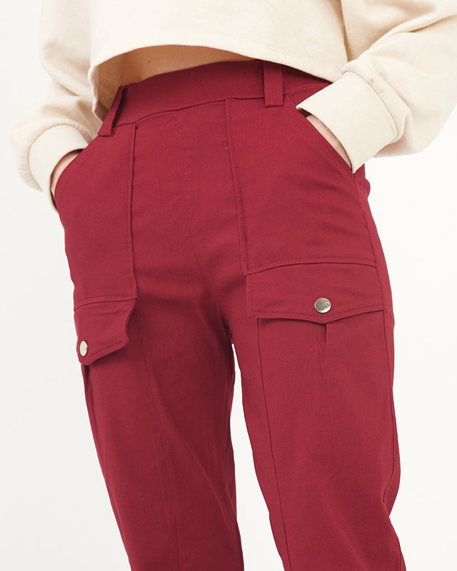 Maroon women's cargo trousers a'la - Clothing