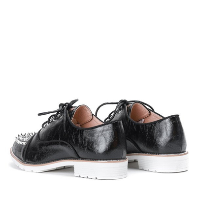 Black shoes made of eco leather with decorative studs Amie - Footwear