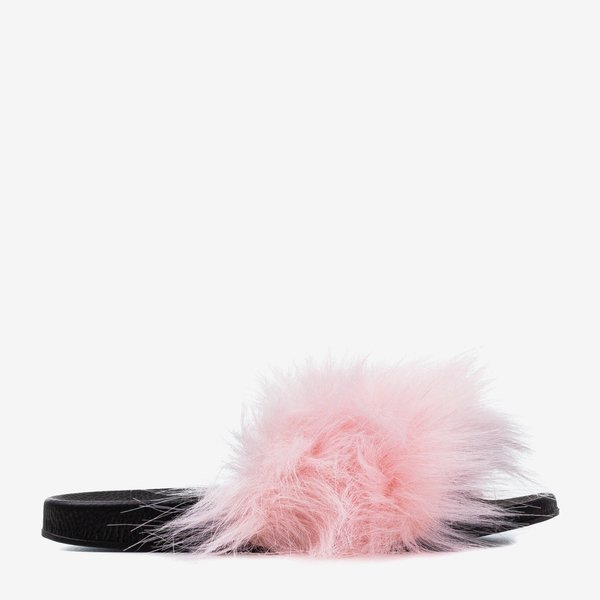 Pink children's slippers with fur Miaue - Footwear 1