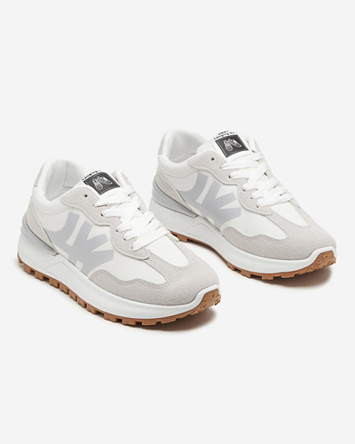 Women's white trainers with gray Narisa inserts - Footwear