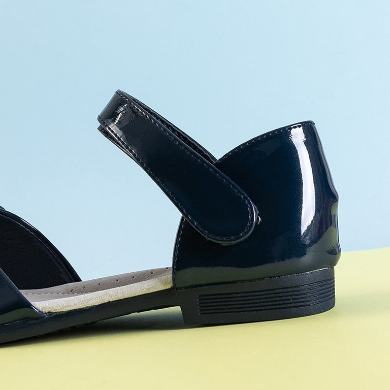 OUTLET Children's navy blue sandals with a Albina bow - Footwear