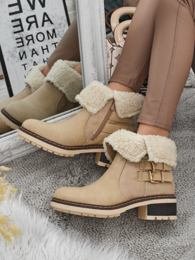 Kavira women's eco-leather ankle boots with fur