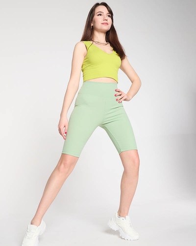 Light green women's cycling leggings - Clothing
