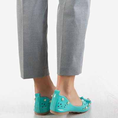 Ladies 'turquoise ballerinas with Lil ornaments - Footwear
