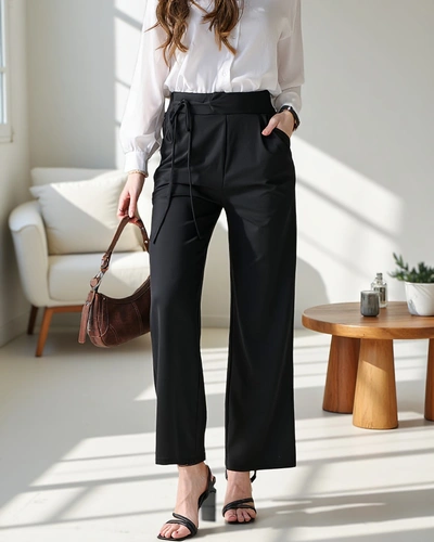 Royalfashion Wide women's trousers with side ties