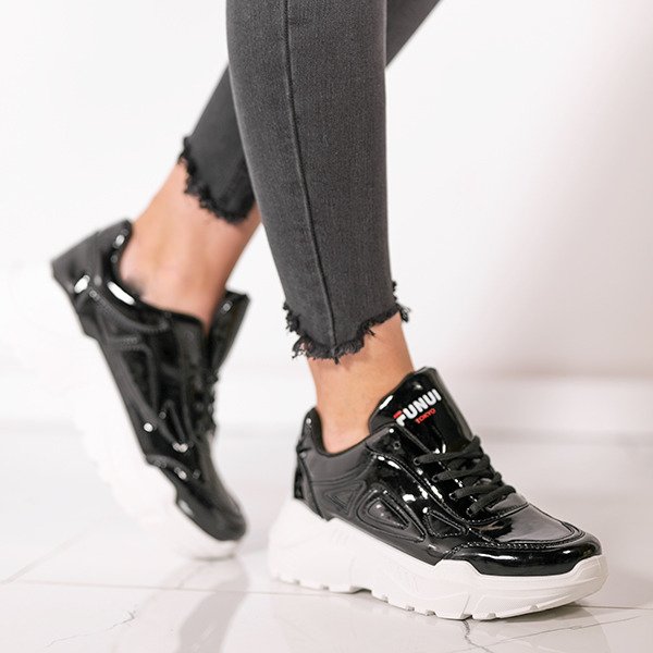 Black lacquered Holly sports shoes - Footwear 1