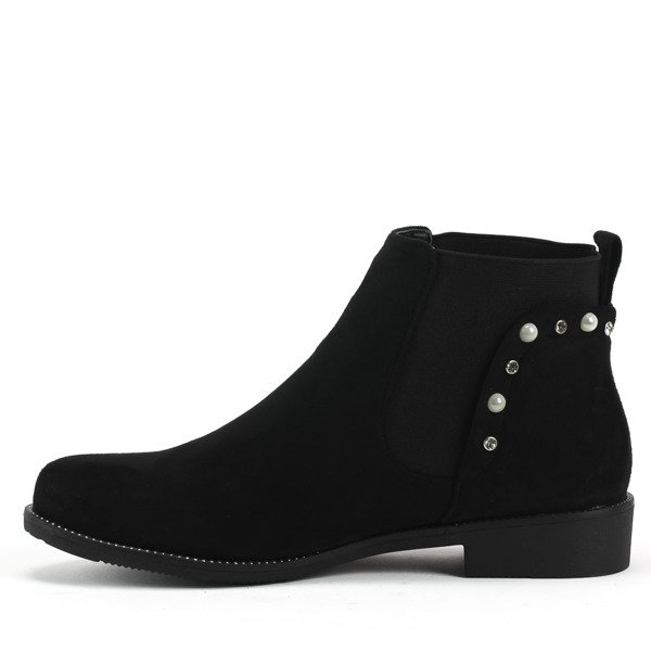 Czarne, zamszowe botki  - Obuwie