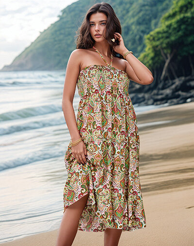 Royalfashion Sieviešu midi kleita ar apdruku