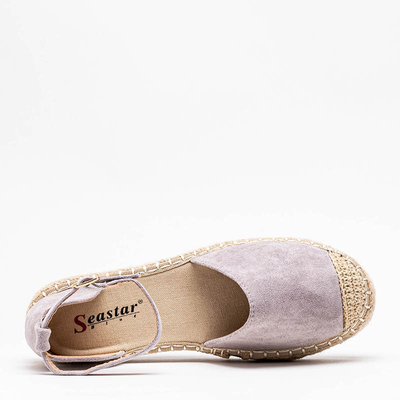 Light gray women's espadrilles on the Maritel platform - Footwear