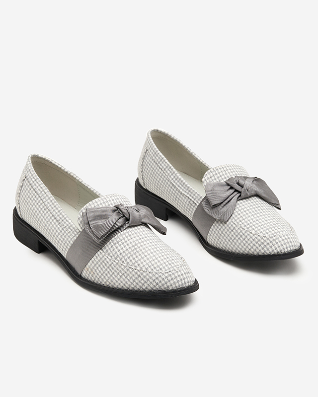 OUTLET Gray and white women's Lukisto houndstooth loafers - Shoes