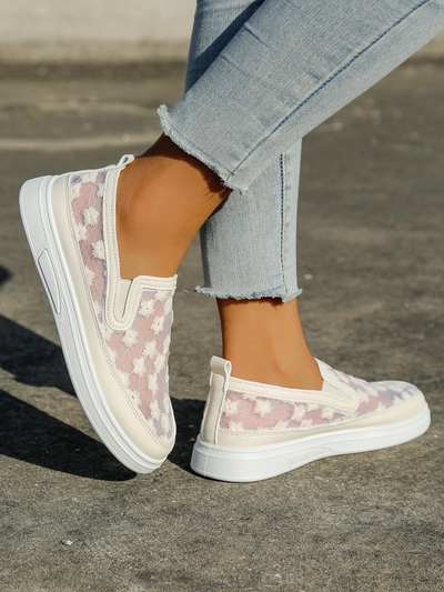 Royalfashion Women's moccasins made of mesh with flowers Emzos