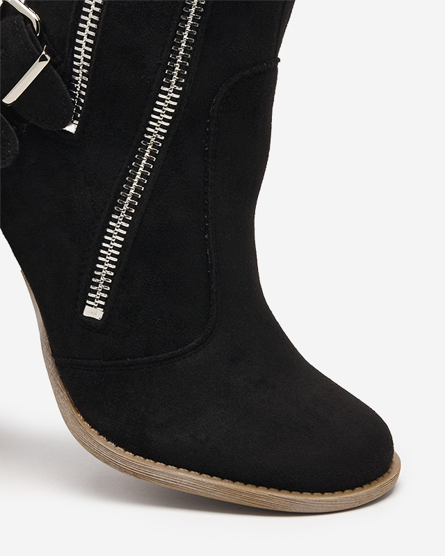 Women's boots on the post in black Ferrgo- Footwear