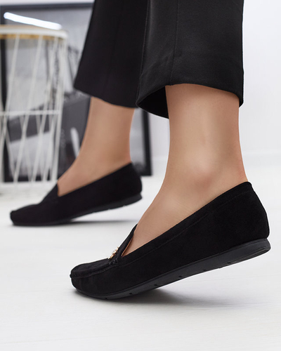Black women's moccasins with an addition in zircons Endirmo - Footwear