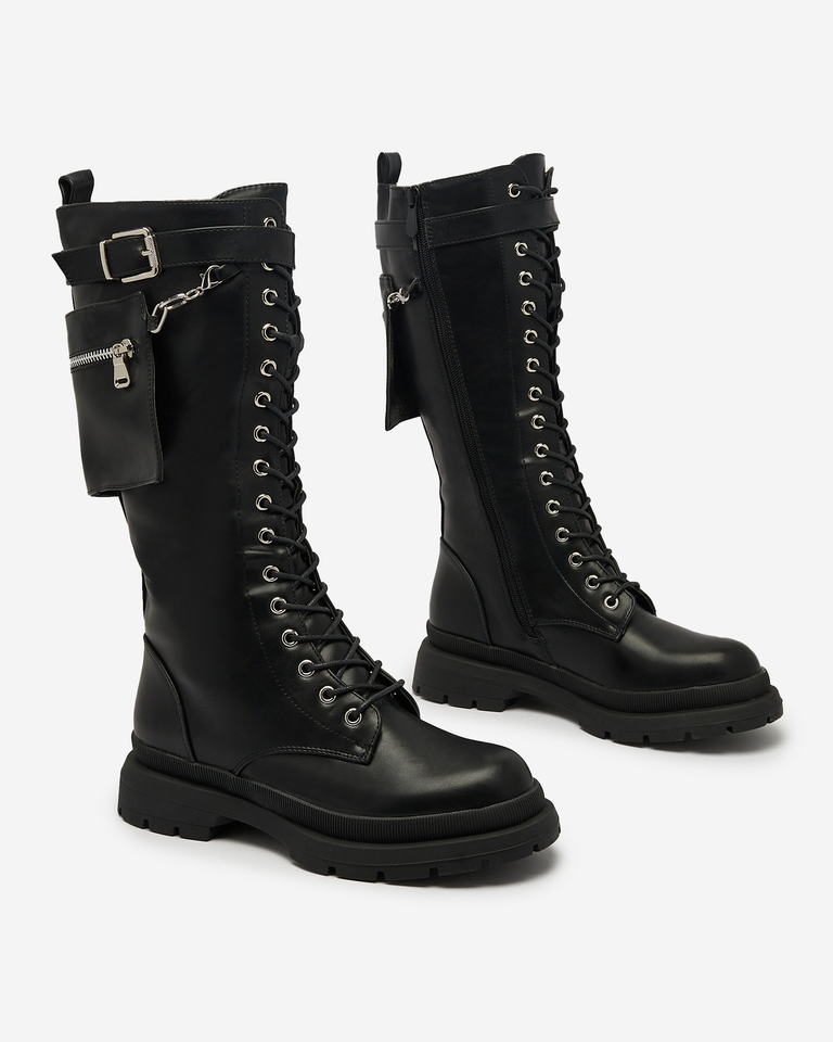 Royalfashion Black women's lace-up boots Apovido