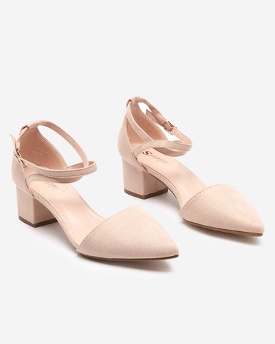 Women's beige sandals on a post Crisco - Footwear