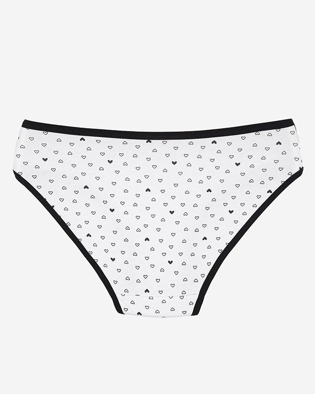 White cotton women's panties with hearts pattern - Underwear
