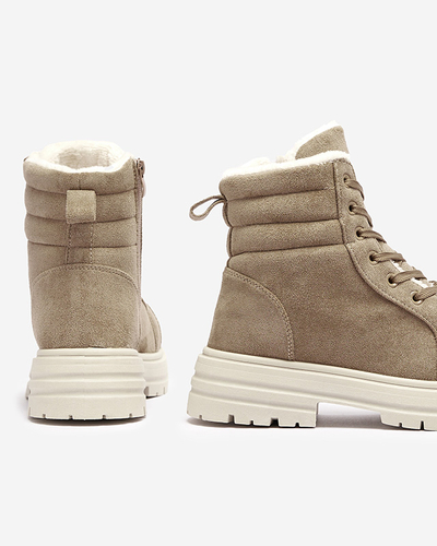 Women's insulated trapper boots in brown color Tivica - Footwear