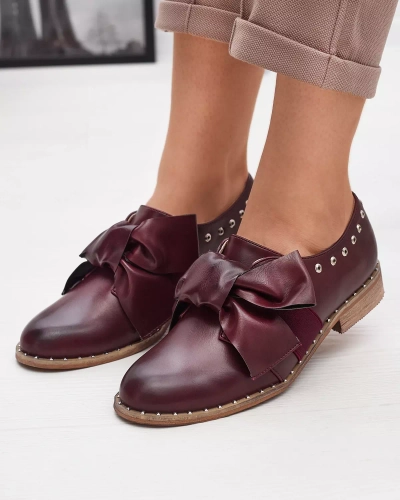 Maroon women's shoes with Entera bow - Footwear