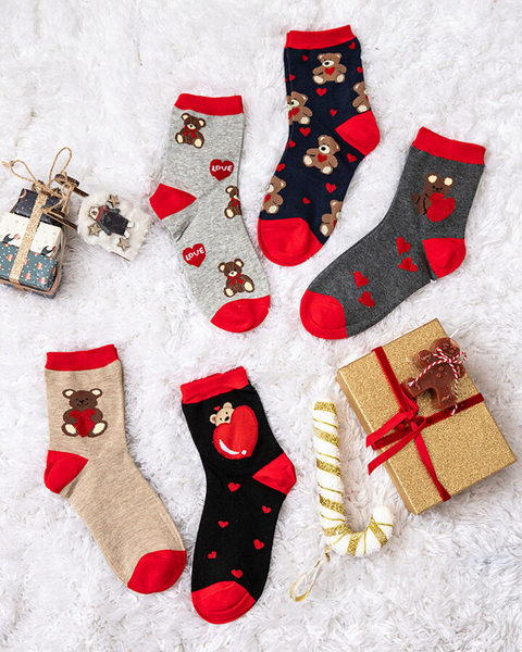 Royalfashion Sieviešu garās zeķes ar sirsniņām 5 gab./paketijā