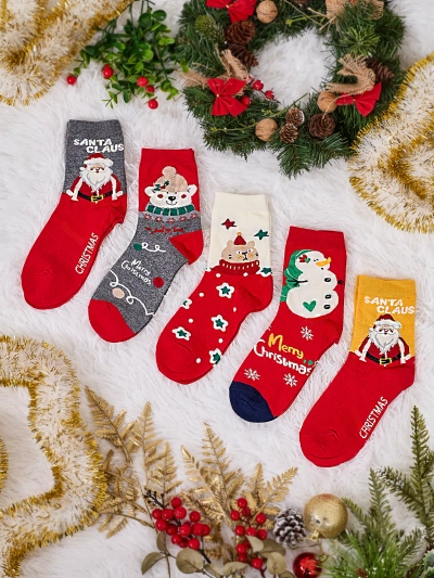 Royalfashion Women's Long Festive Socks 5/pack