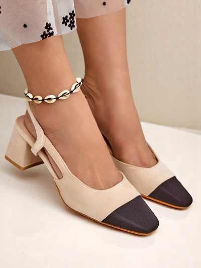 Royalfashion Women's Low Heel Pumps with Decorative Toe Eleganzo