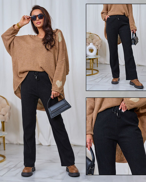 Royalfashion Женские брюки из вельветовой ткани черного цвета