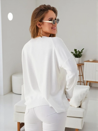 Royalfashion Women's thin viscose sweater with rhinestones on the shoulders