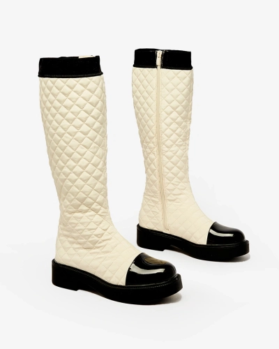 Royalfashion Bēšas krāsas sieviešu stepēti zābaki Ataeb