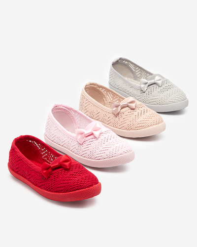 OUTLET Meiteņu pūderainas ažūras kedas ar bantīti Apllo - Shoes
