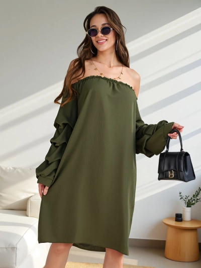 Royalfashion Smooth women's dress inspired by the Spanish style with frills