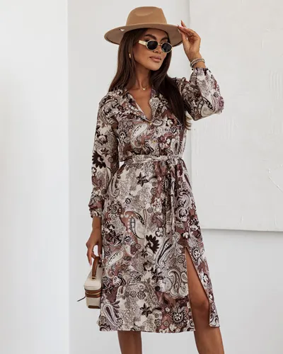 Royalfashion Sieviešu rakstaina midi kleita
