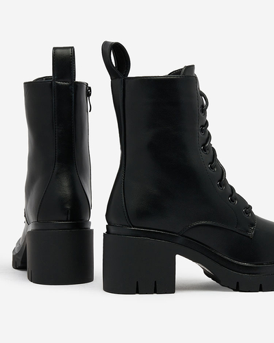Royalfashion Black women's lace-up boots Cazzenos