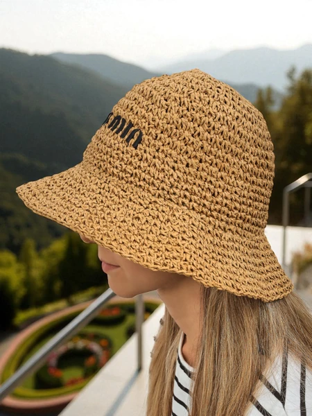 Royalfashion Sieviešu vasaras cepure bucket hat ar uzrakstu