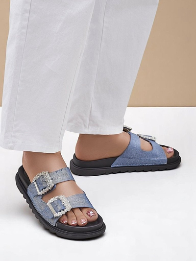 Royalfashion women’s slides with buckles Mrs Aurora