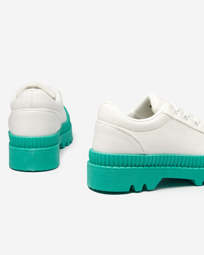 Women's sneakers in white with a green sole Comp - Footwear